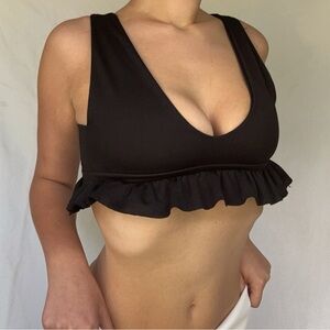 Black ruffle crop top